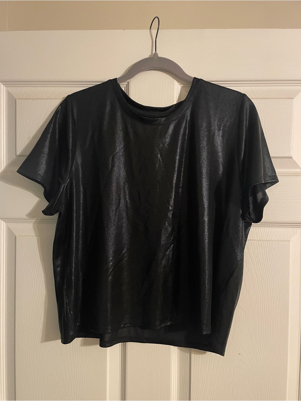 Anthropologie Porridge black shiny tshirt